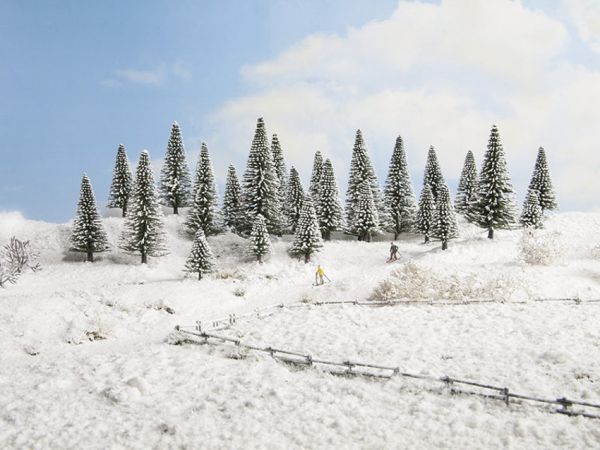 Noch 26929 H0,TT Schneetannen, 5 Stück, 5 - 9 cm hoch